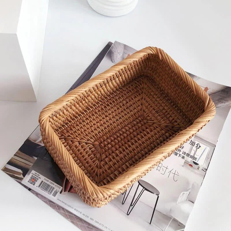 Cesto de Palha Rattan Feito à Mão