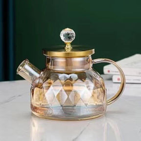 Chaleira de Vidro Borossilicato Tampa de Inox Diamond