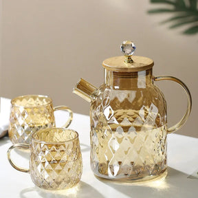 Chaleira de Vidro Borossilicato Tampa de Inox Diamond