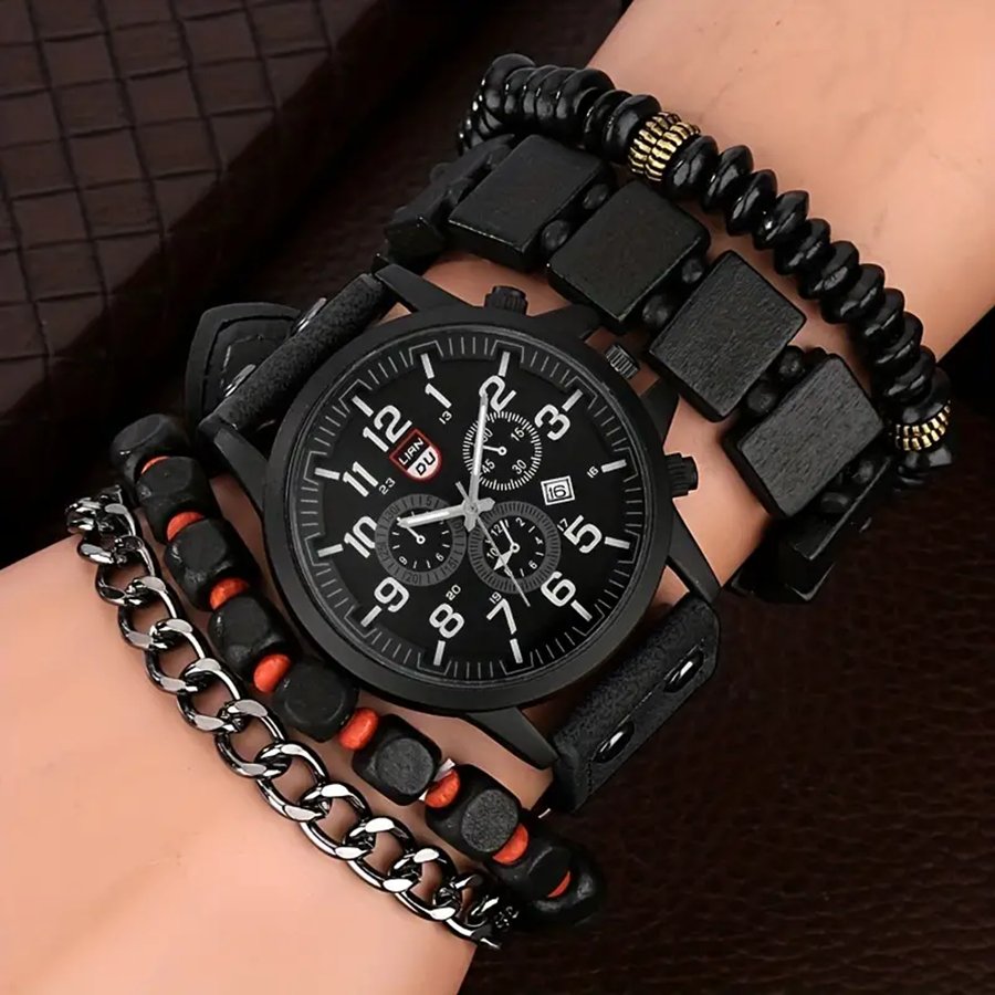 kit Presente Masculino – Relógio + 4 pulseiras