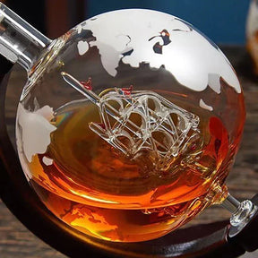 Decanter Globo com Suporte em Madeira