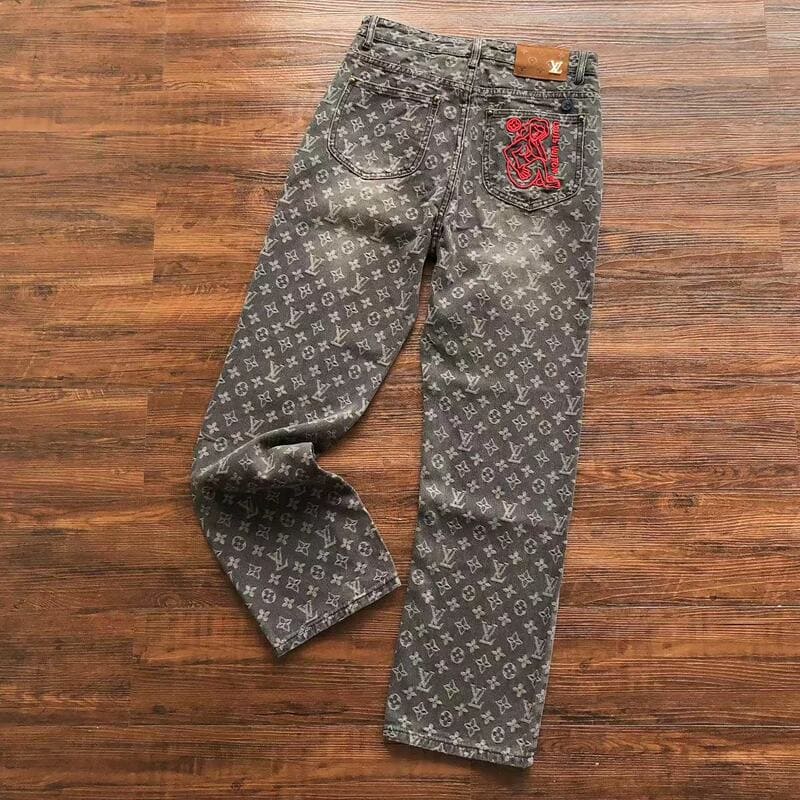 Calça Louis Vuitton Distressed Baggy Monogram Jeans