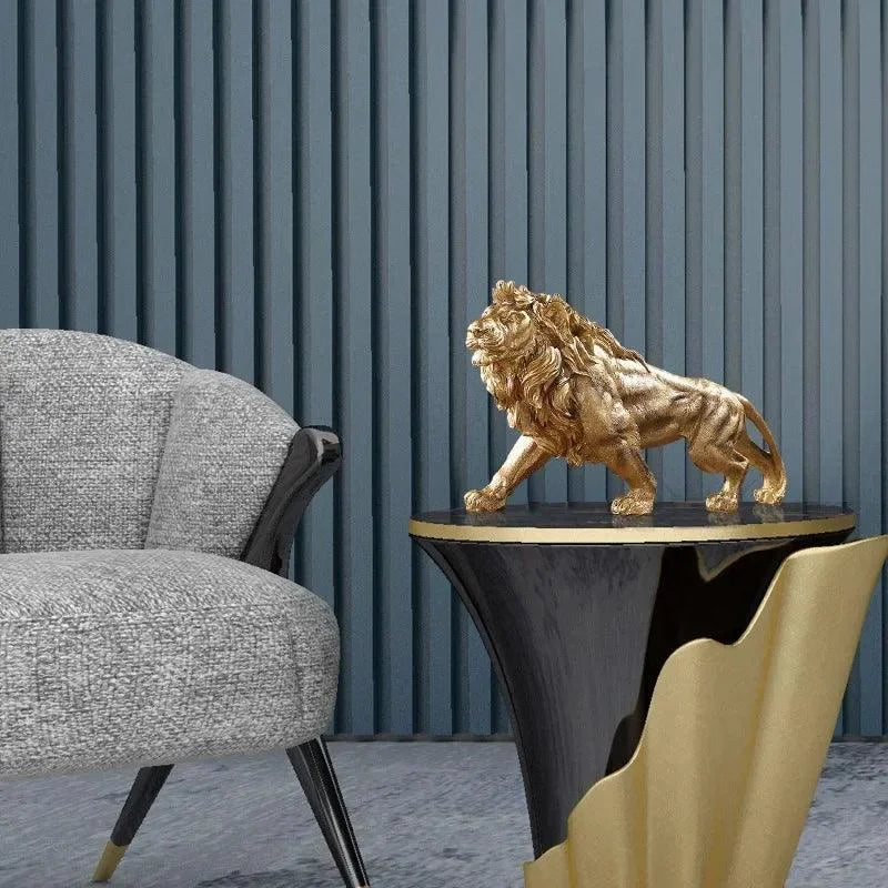Decoração Estátua de Leão Dourado