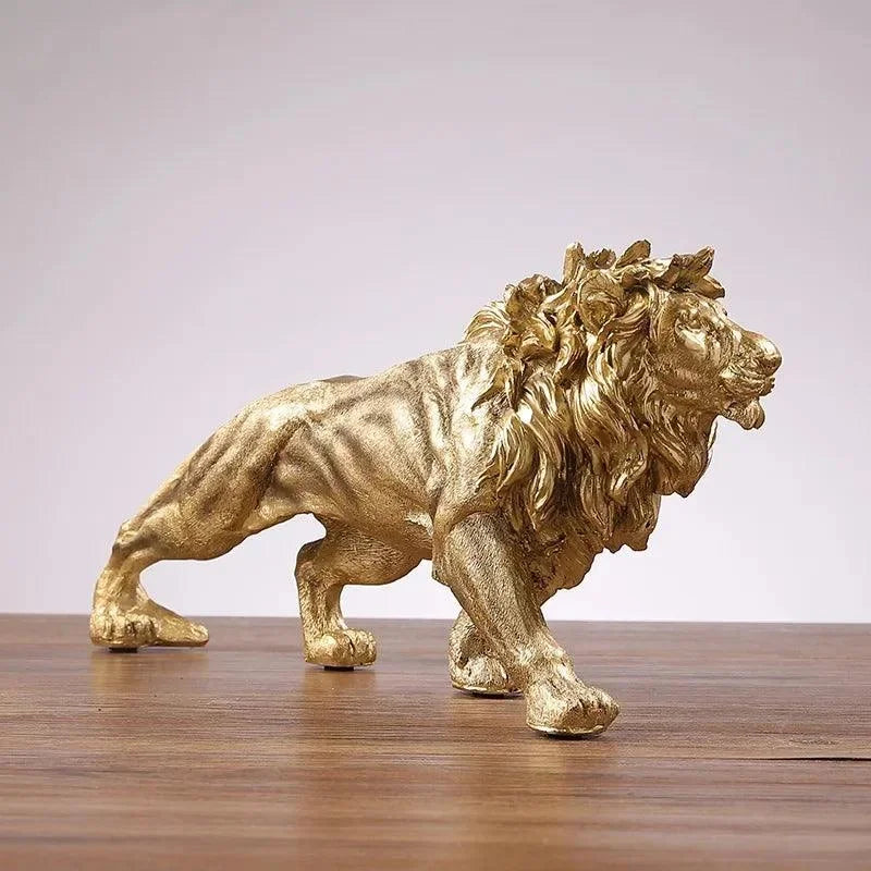 Decoração Estátua de Leão Dourado