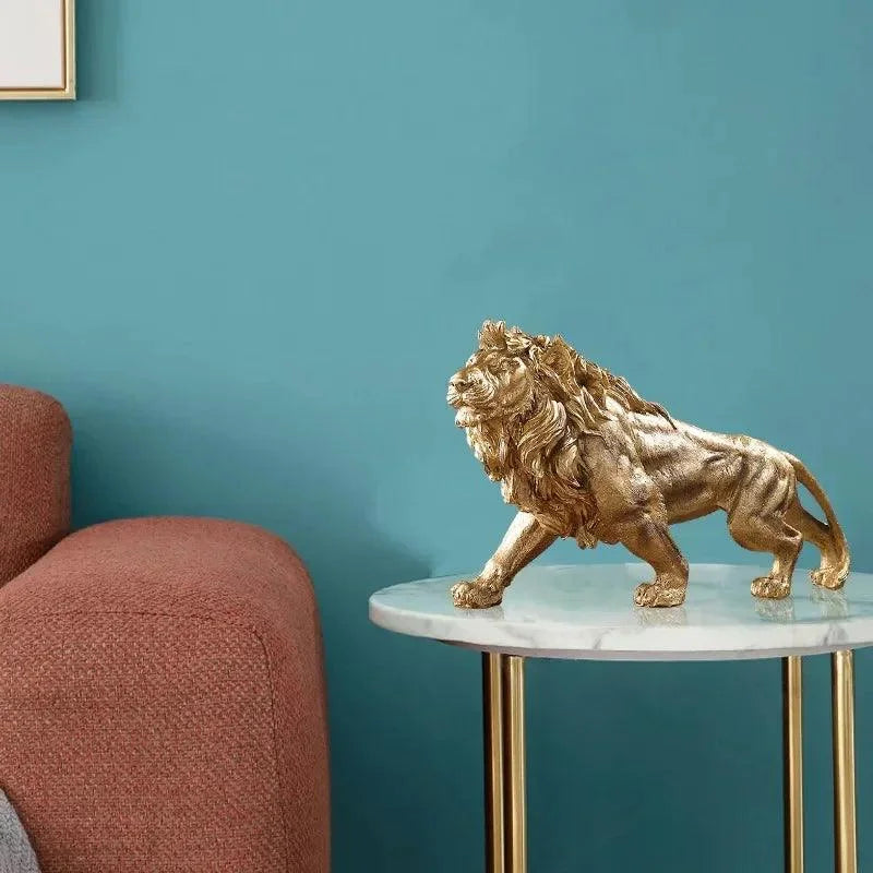 Decoração Estátua de Leão Dourado