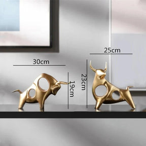 Decoração Moderna Estátua de Touro Dourado Abstrata
