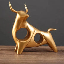 Decoração Moderna Estátua de Touro Dourado Abstrata