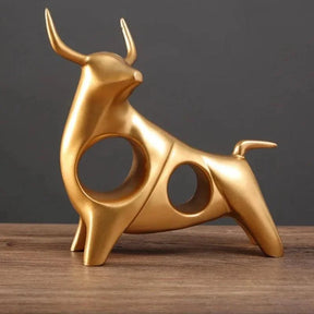 Decoração Moderna Estátua de Touro Dourado Abstrata