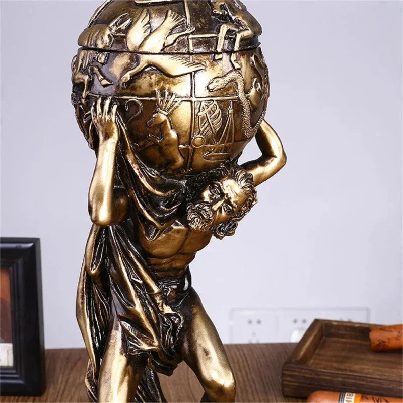 Decoração Vintage de Titãs Estátua de Atlas Grego Mitológico