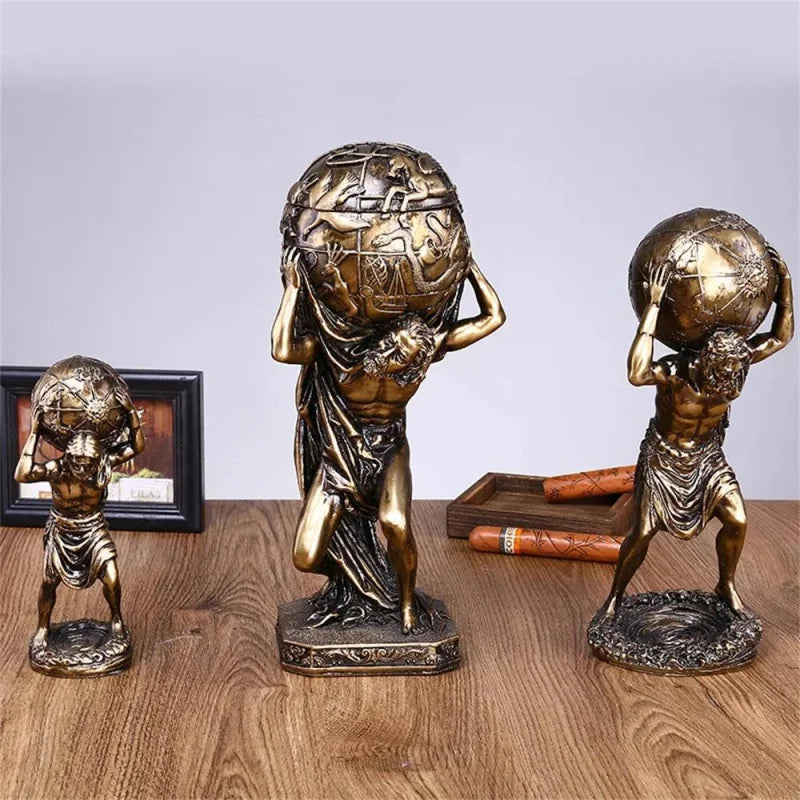 Decoração Vintage de Titãs Estátua de Atlas Grego Mitológico