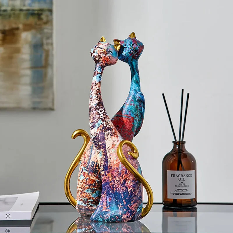 Esculturas Decorativas Gatos Estilo Europeu em Resina