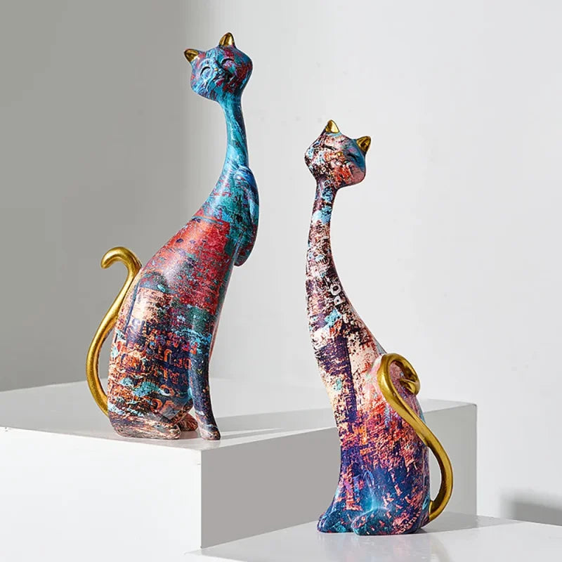 Esculturas Decorativas Gatos Estilo Europeu em Resina
