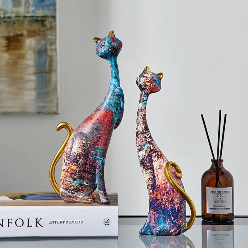 Esculturas Decorativas Gatos Estilo Europeu em Resina