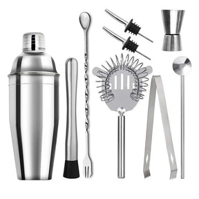 Kit Conjunto Bartender Aço Inoxidável Shaker e Ferramentas para Coquetel Lenogue