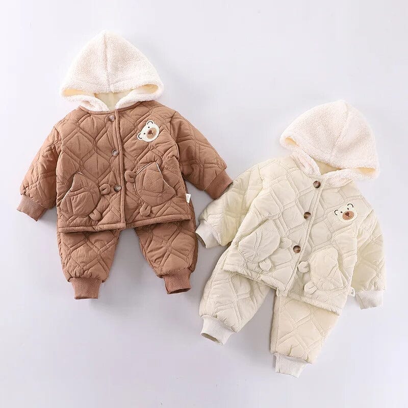 Conjunto de Inverno Infantil Jaqueta com Capuz + Calça