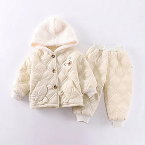 Conjunto de Inverno Infantil Jaqueta com Capuz + Calça