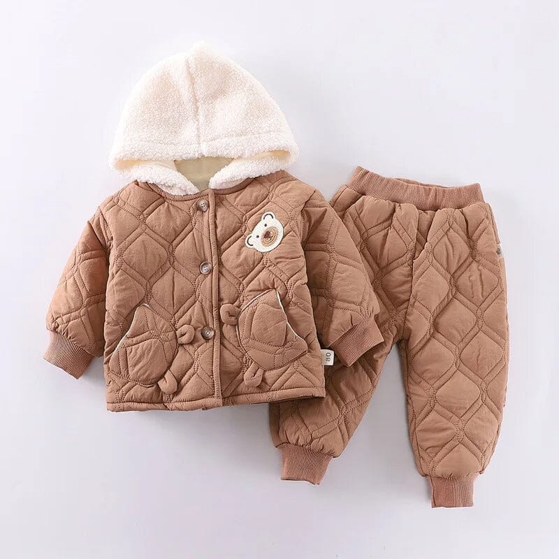 Conjunto de Inverno Infantil Jaqueta com Capuz + Calça