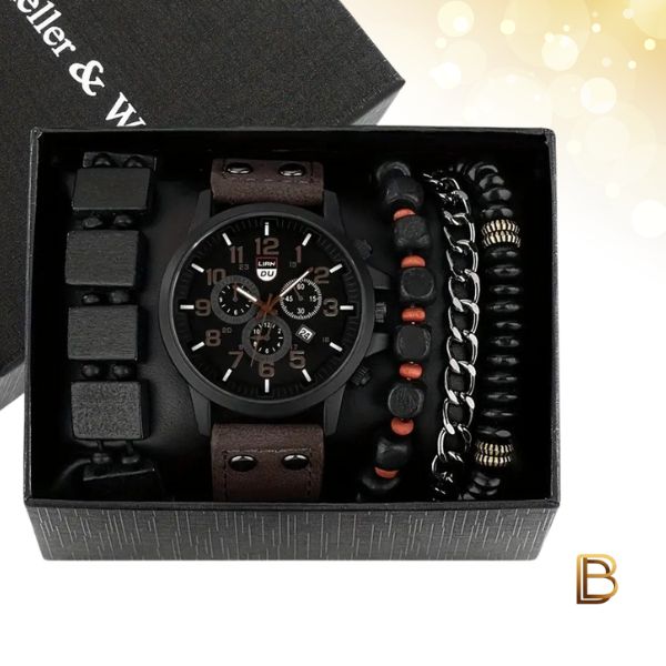 kit Presente Masculino – Relógio + 4 pulseiras