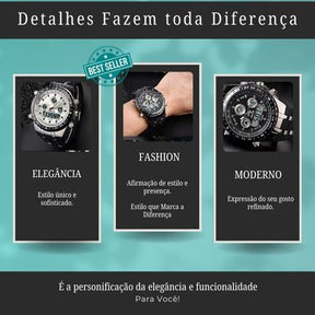 Relógios masculinos esportivos militares Protark Black