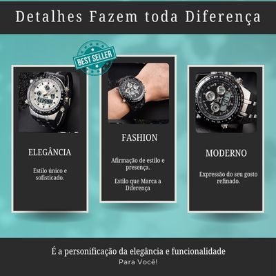 Relógios masculinos esportivos militares Protark Black