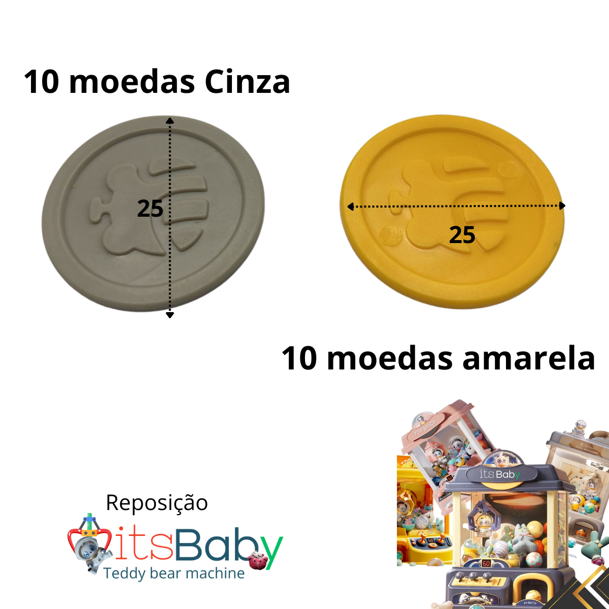 Moedinhas Reposição máquina de ursinhos