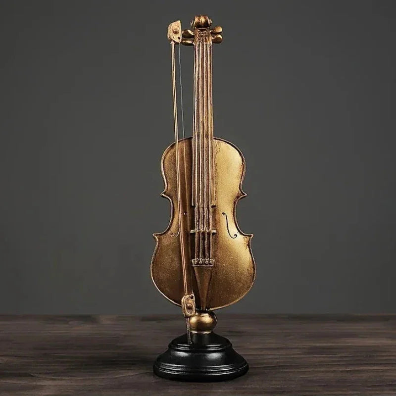 Ornamento Decorativo Instrumentos Dourados Violino e Saxofone
