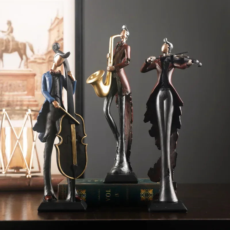 Ornamento Vintage de Instrumentos Musicais em Resina