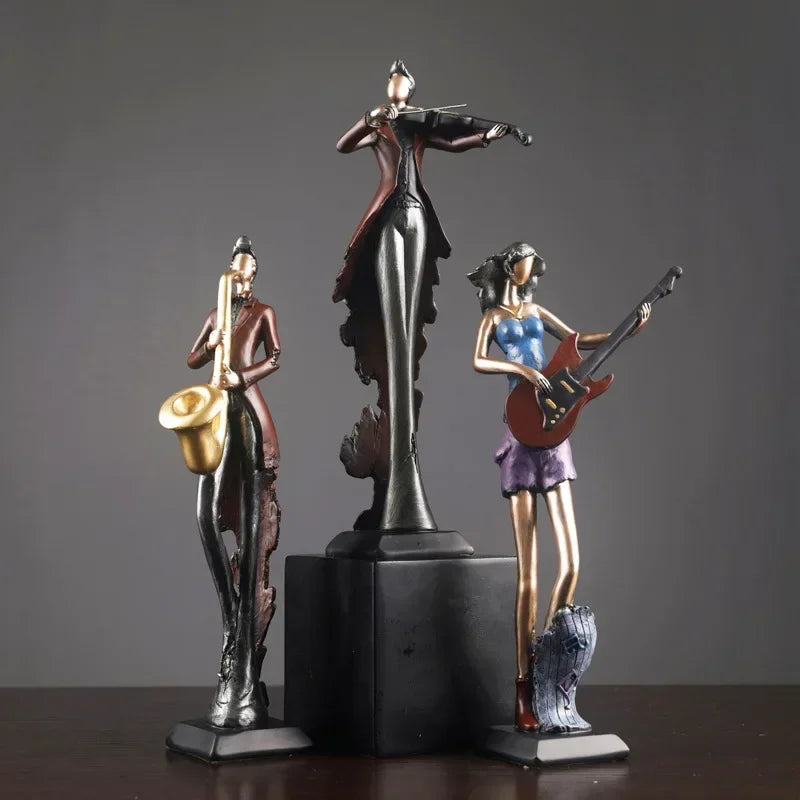 Ornamento Vintage de Instrumentos Musicais em Resina