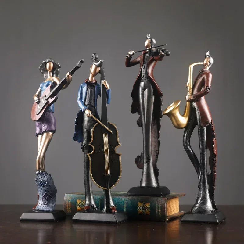 Ornamento Vintage de Instrumentos Musicais em Resina