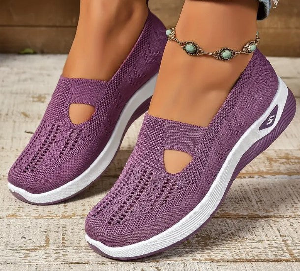 Tênis femininos com recortes e respiráveis para caminhada com [10%PrimeiraCompra]+Frete Grátis