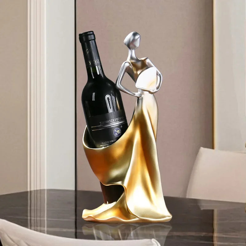 Suporte para Vinho Escultura Feminina Luxuosa em Estilo Moderno