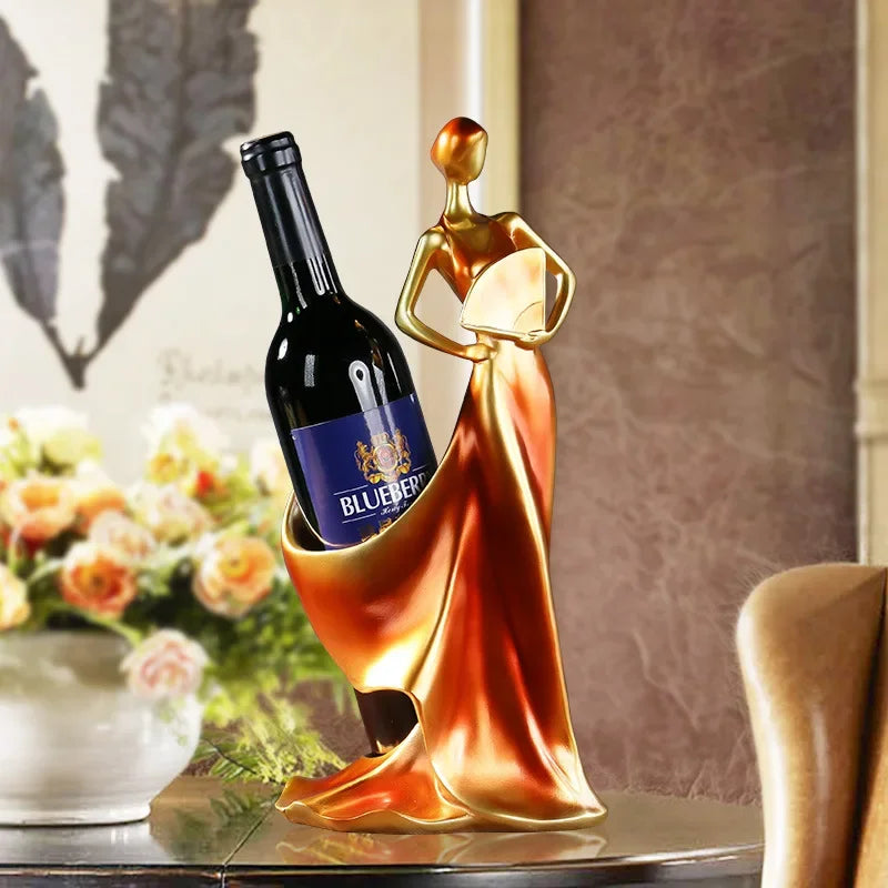 Suporte para Vinho Escultura Feminina Luxuosa em Estilo Moderno