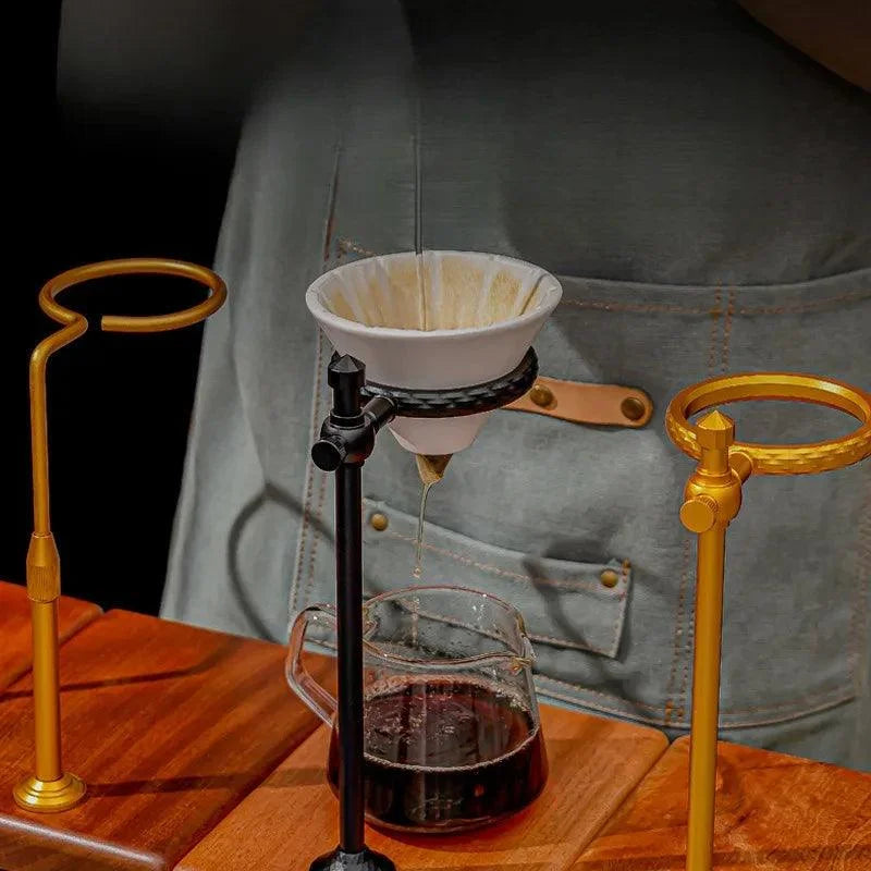 Suporte Porta Filtro de Café Americano Com Base de Madeira Maciça