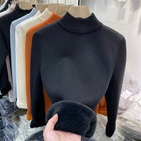 Sweater Peluciada Térmica Gola Média