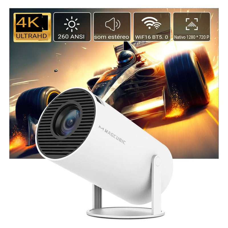 Projetor tela de cinema em casa 4K Android 11 Dual Wifi6 260ANSI H713 BT5.0 1080P 1280*720P