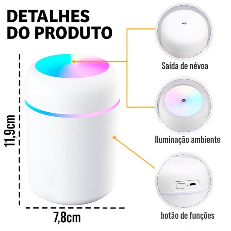 Umidificador e Difusor De Ar Portátil LED RGB