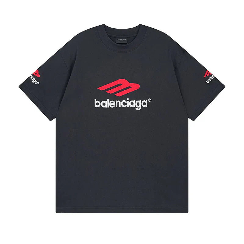 Camiseta Balenciaga Logo Embroidered Preta